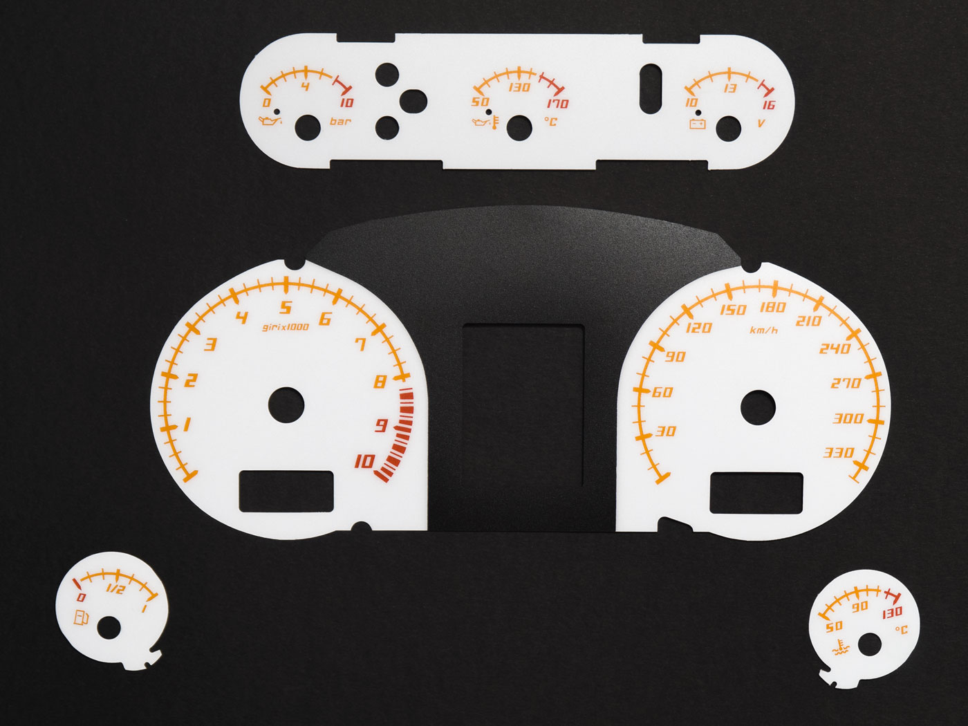 Lamborghini Gallardo. MPH to KHM White Conversion Dial for imported / exported vehicle. Part No. C601S+S