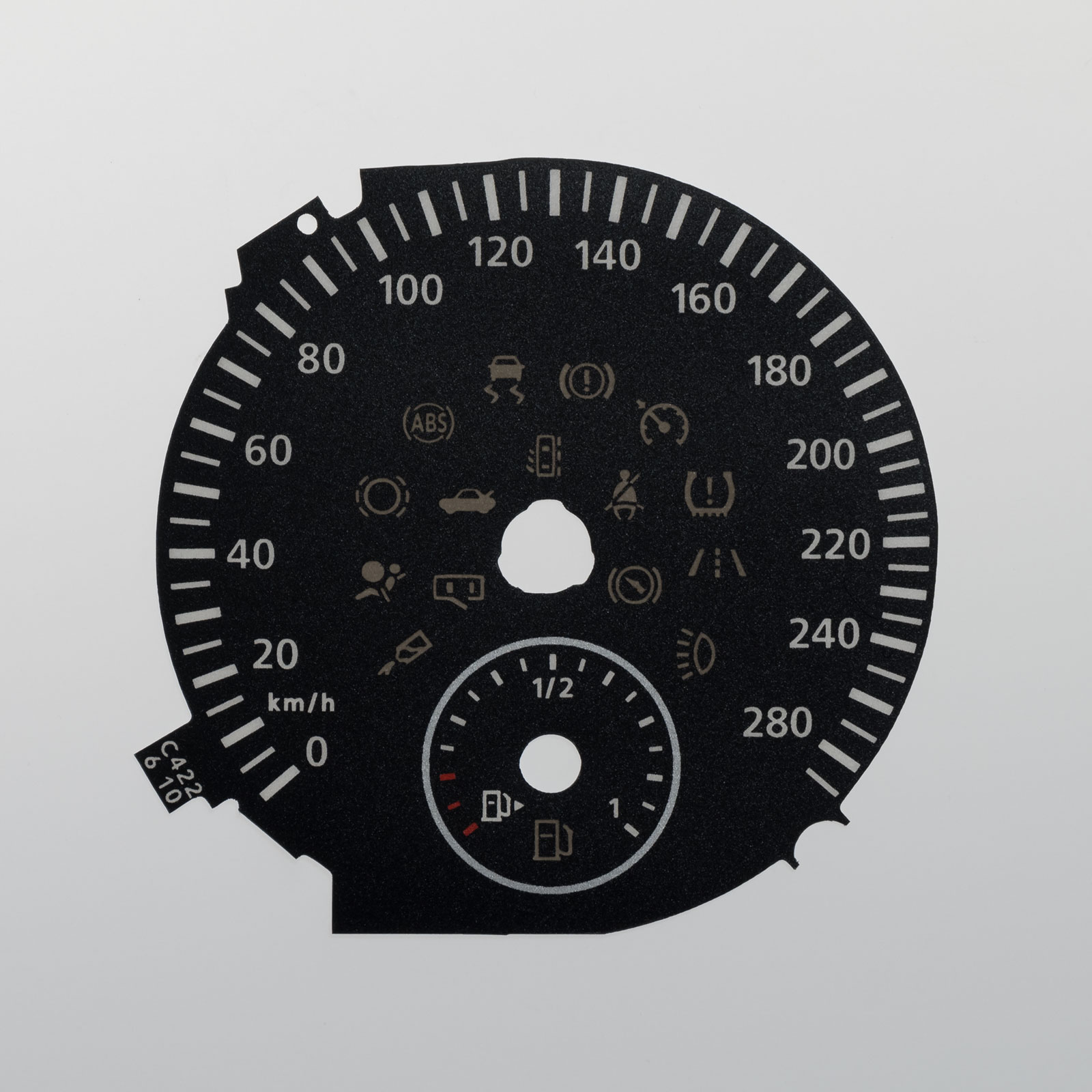 Golf Mk6 285KMH MPH to KMH Conversion Dial for imported vehicle. Part No. C422