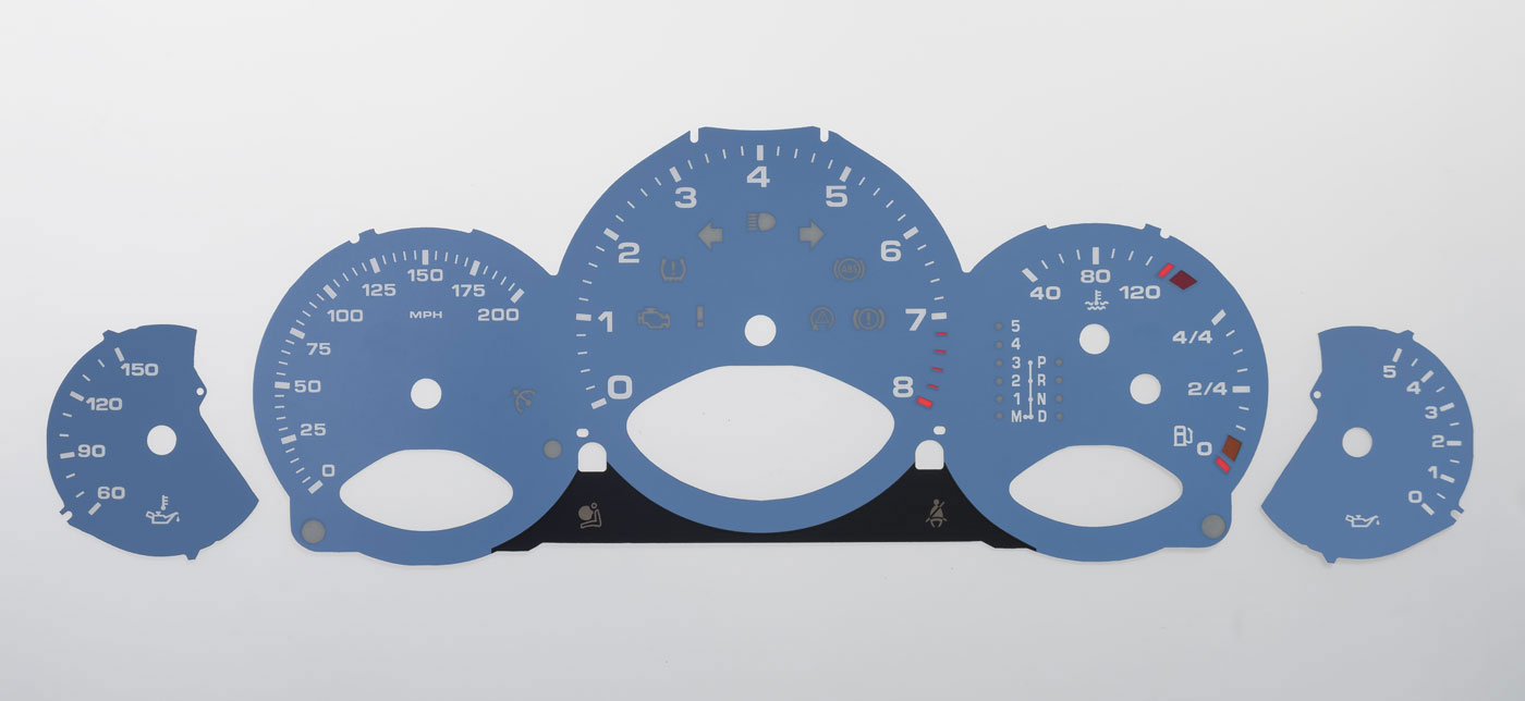 Porsche 911 (997) Light Blue MPH Dial. Part No. 8444