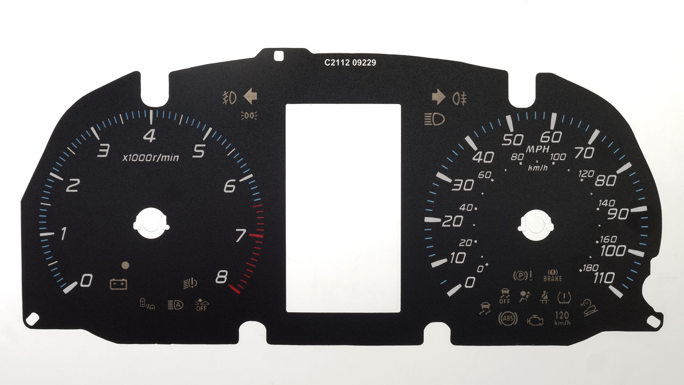 Outlander. Petrol, 2012 onward, KMH to MPH Conversion Dial for imported vehicle. Part No. C2112