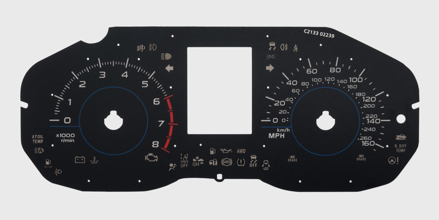 Subaru Forester Petrol Models, KMH to MPH Conversion Dial for imported / exported vehicle. Part No. C2133