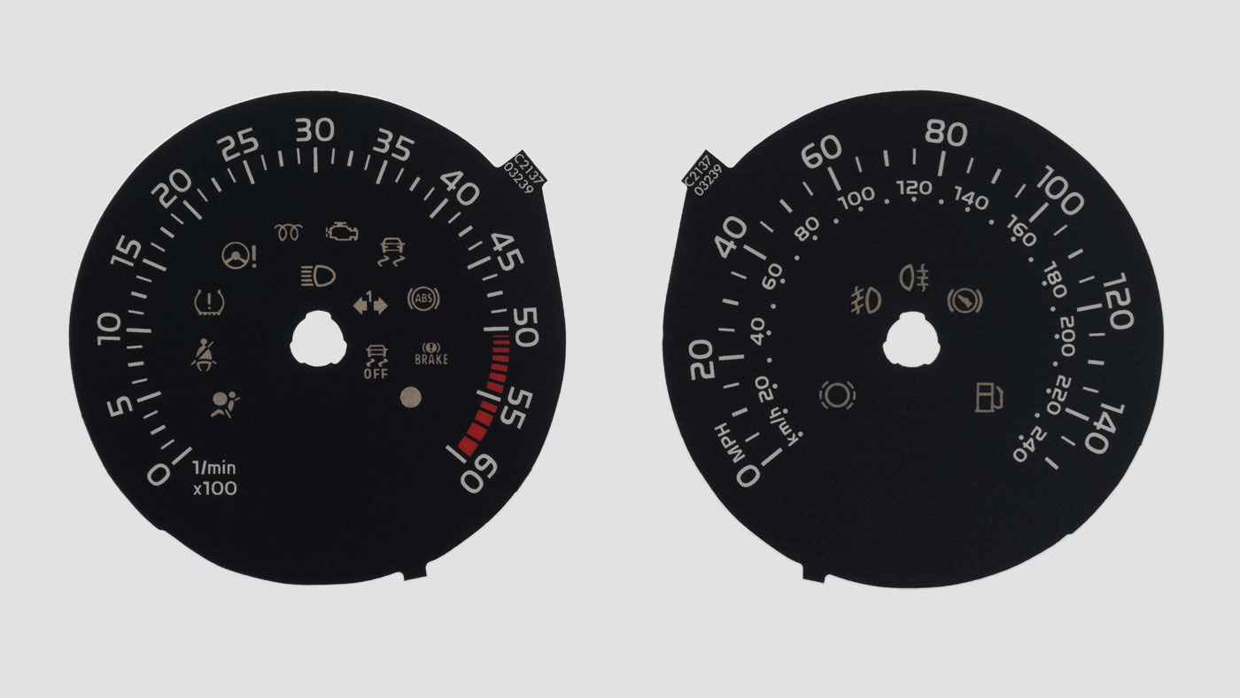 Fabia MK3 Diesel KMH to MPH conversion dial. Part No. C2137