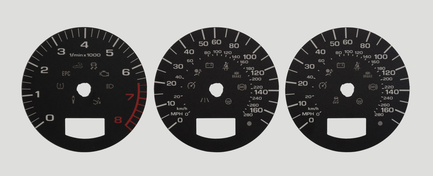 TT. Petrol (approx 2006 on). KMH to MPH Conversion Dial for imported vehicle. Part No. C2150