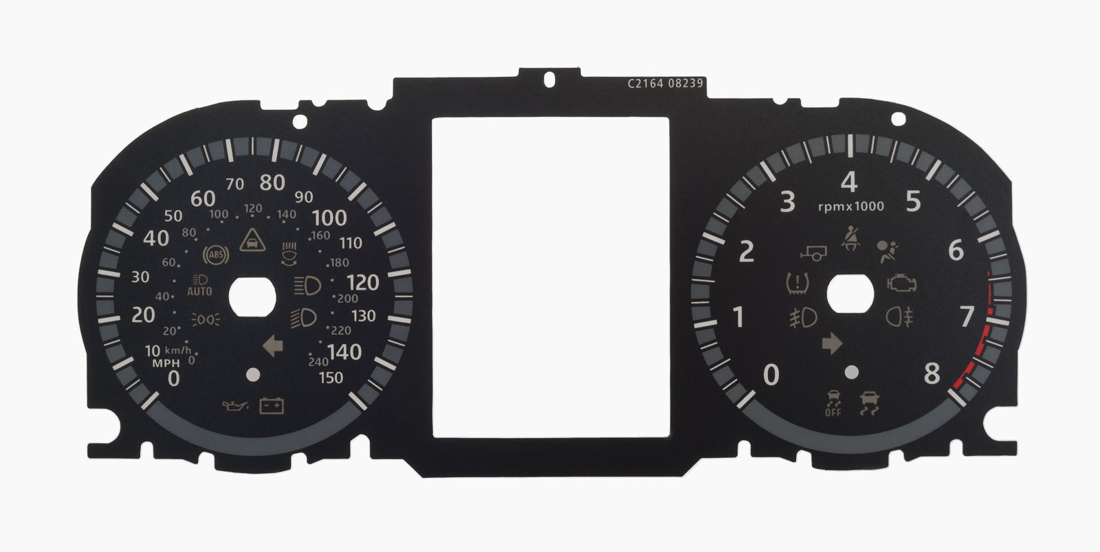 Range Rover Evoque & Land Rover Discovery Petrol models, KMH to MPH Conversion Dial for imported / exported vehicle. Part No. C2164