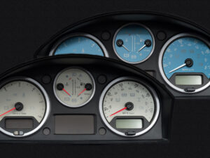 Defender (UK Petrol Models) Light Blue / Ivory (1x TC Icon & 1x Parking Icon) MPH Dial. Part No. 8477
