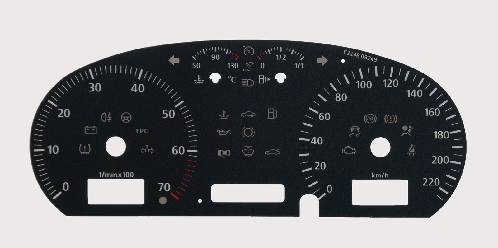 VW Polo, MPH to KMH Conversion Dial for imported vehicle. Part No. C2246