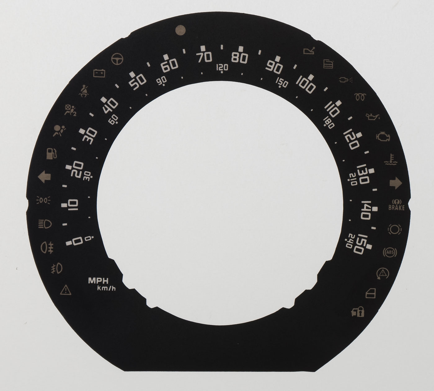 Fiat 500 or 595 Abarth. KMH to MPH Conversion Dial for imported vehicle. Part No. C2272