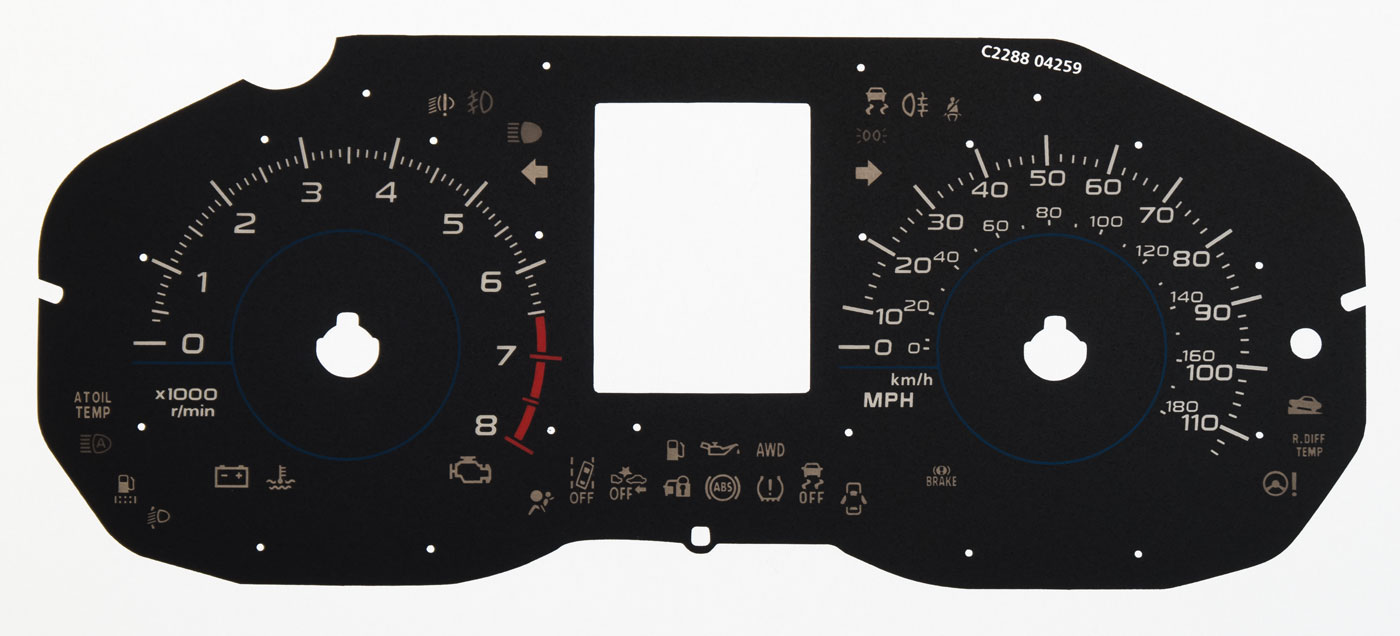 Subaru Forester SJ5, KMH to MPH Conversion Dial for imported / exported vehicle. Part No. C2288