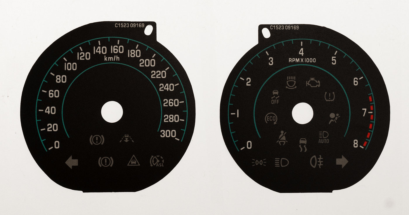 Jaguar XF R KMH to MPH Conversion Dial for imported vehicle. Part No. C1523